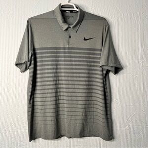 Nike Golf Standard Fit Dri-Fit Holf Polo Black/Grey Stripes Size XL